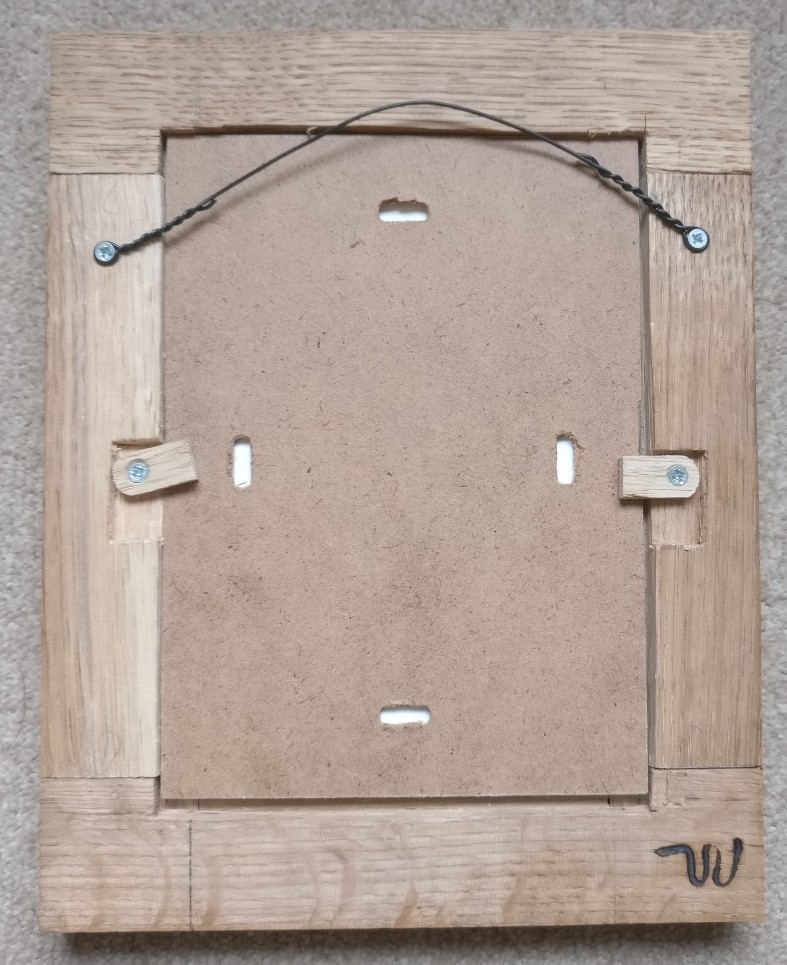The back of my handmade oak photo frame