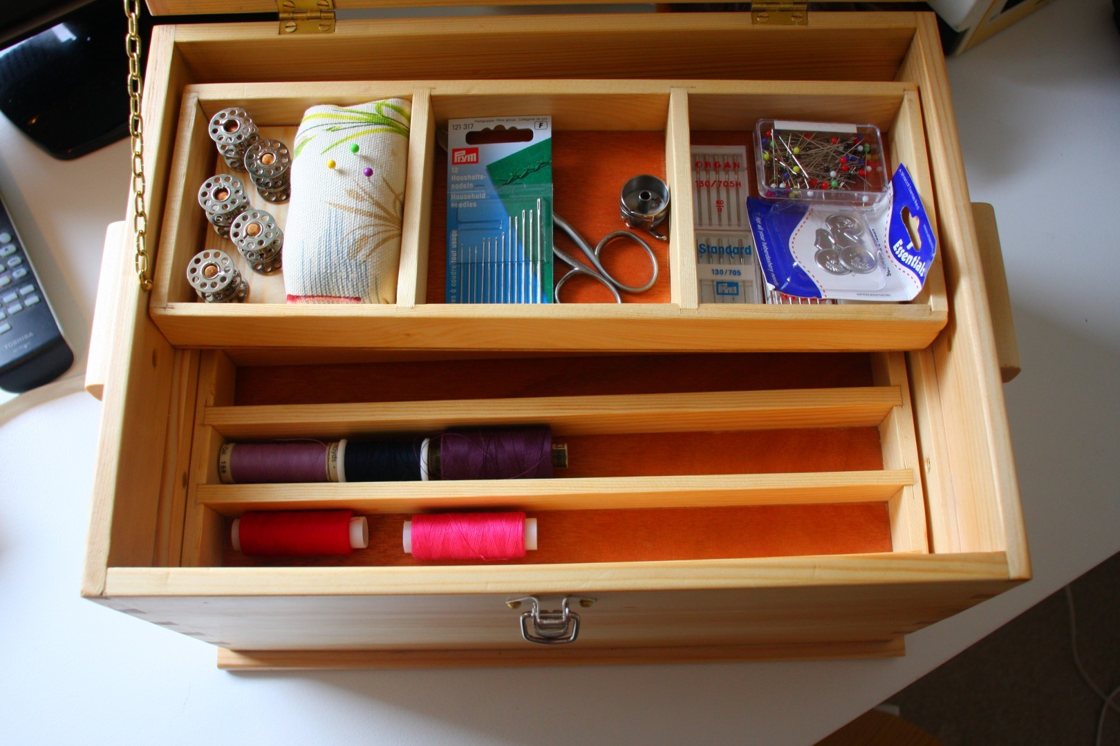 Handmade pine sewing chest Tom Wood