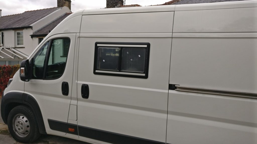 The van with the first window successfully fitted in the sliding door